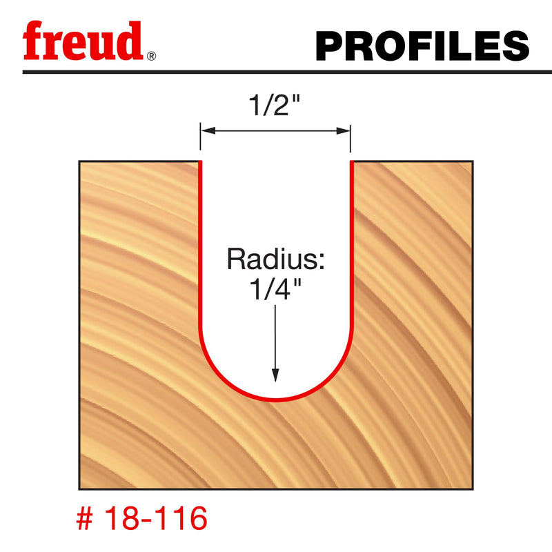 Freud 18-116: 1/4" Radius Round Nose Bit with 1/2" Shank