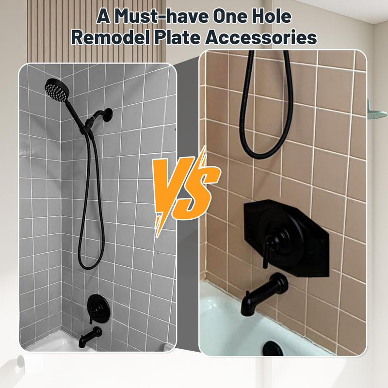 One-Hole-Remodel-Cover-Plate Replace 2 Handle or 3 Handle Shower（1-Pack） Black 1 Pcs