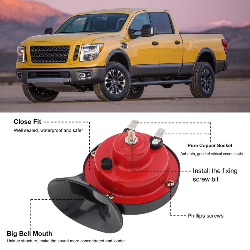 2pcs 300dB Train Horn for Truck, 12V Waterproof Double Horn, Air Electric Snail Horn for Car, Truck, Motorcycle, Bike & Boat