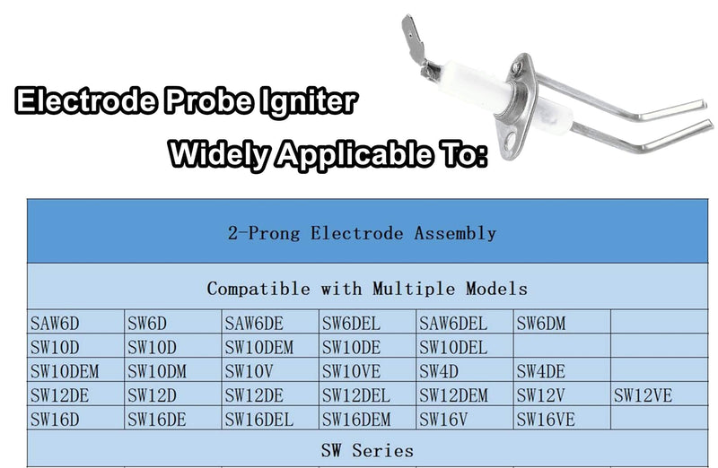 2-Prong Electrode Assembly Compatible with Suburban 232258, RV Water Heater Parts for Suburban Sw6de Sw10de SW Models DSI Electrode Probe Igniter 1Pack 1 Pack