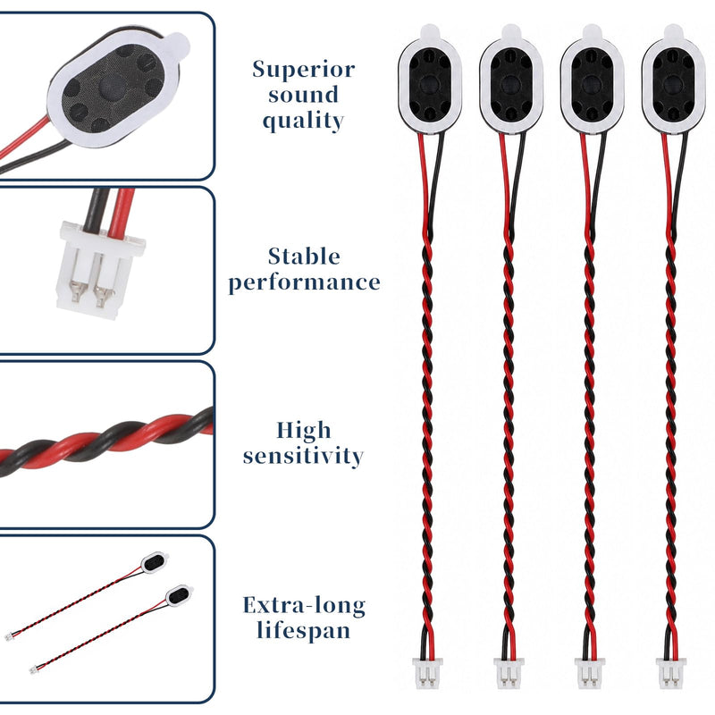 4 PCS Micro Internal speaker, 8 Ohm Small Speakers (3.7 Inch, 3.3V 5V) | 8ohm 1w Full-Range Cavity Advertising Machine Mini Speaker with 2pin Interface, Tiny speaker for Small DIY Electronic Project