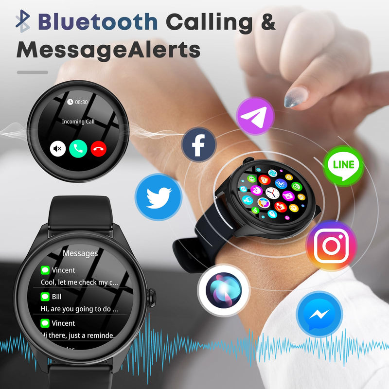 Smart Watch for Men, 1.39" HD Touchscreen Smartwatch with 120 Sports Modes, AI Voice Assistant, Heart Rate/Sleep Monitor, Bluetooth Call & Music Control Fitness Watch for iPhone/Android (Black) Black
