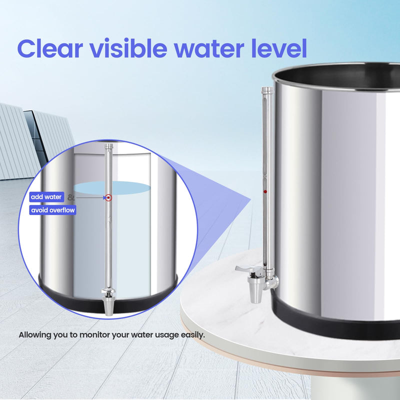 10 Inch Sight Glass Spigot, Clear View Water Level with Red Floating Ball, Durable Metal Material, Fits Universal Gravity Filter Systems 10” Complete