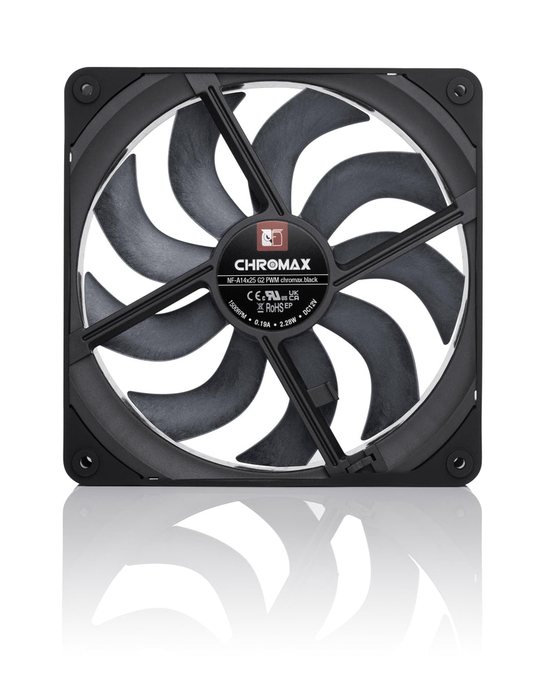 Noctua NF-A14x25 G2 PWM chromax.Black, Premium-Quality Quiet 140mm PC Fan (Black)