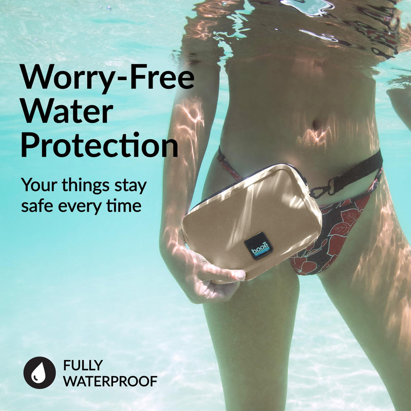Booe Waterproof Belt Bag - Waterproof Fanny Pack - Warm Sand | 100% Waterproof Bag, IP67 Submersible, Airtight TRU Zip, Floats, Fits All Phones, Touchscreen-Friendly, Crossbody/Waist Pack