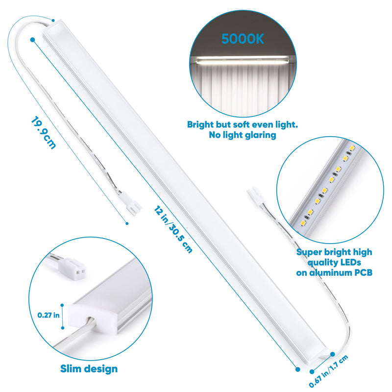 Litever Under Cabinet Lights Plug in. Slim. Super Bright. 21W. Dimmable. 1 Remote Controls Multiple Lighting Kits Synchronously. Perfect for Kitchen Under Cabinets, Over Counter Lights.Daylight 5000K. Daylight 5000K