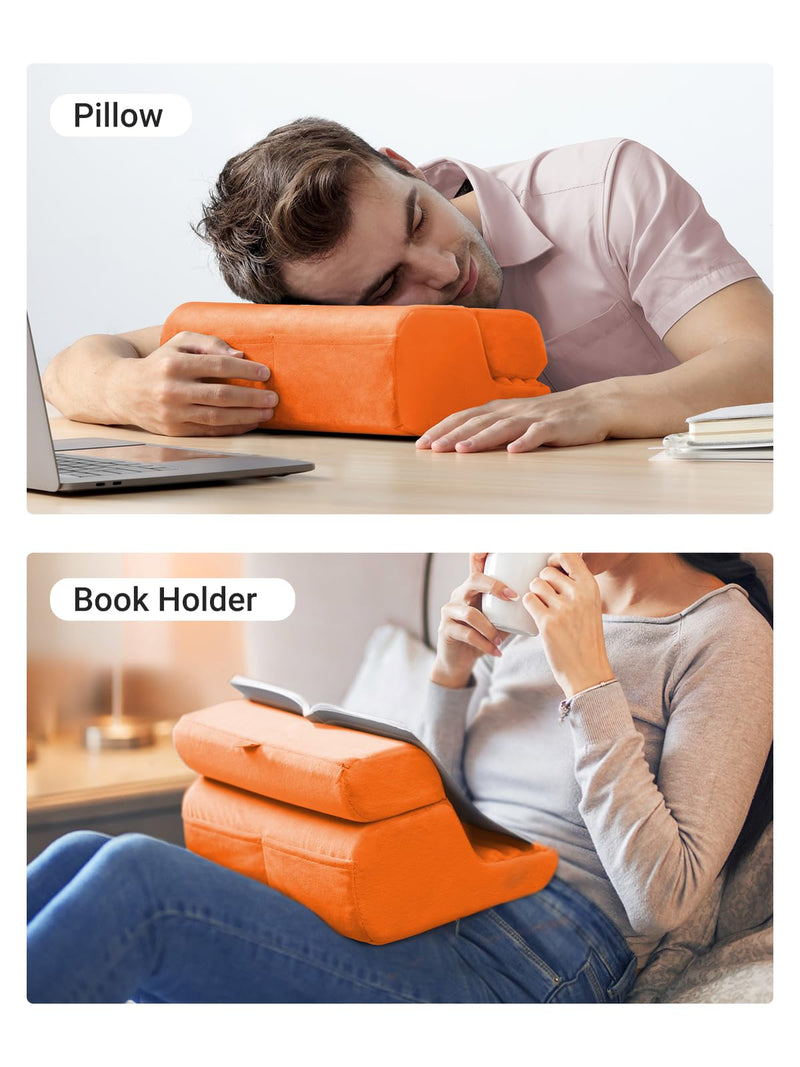 UGREEN Tablet Pillow Stand for Lap Soft Holder Bed with 3 Viewing Angles Adjustable Home Office Accessories Compatible with iPad Pro 13 12 11 10.5 Air Mini 5 4 3 2 Phone 16 15 14 E-Reader Orange