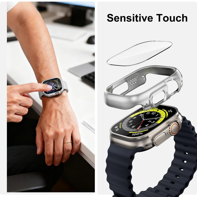 Case for Apple Watch Ultra 3/2/1 49mm, 5 Clear | 5+3 Pack, PC Bumper Covers, Tempered Glass Screen Protectors, Full Protective Shockproof, Watch Shell Film Combo Ultra 3/2/1-49mm