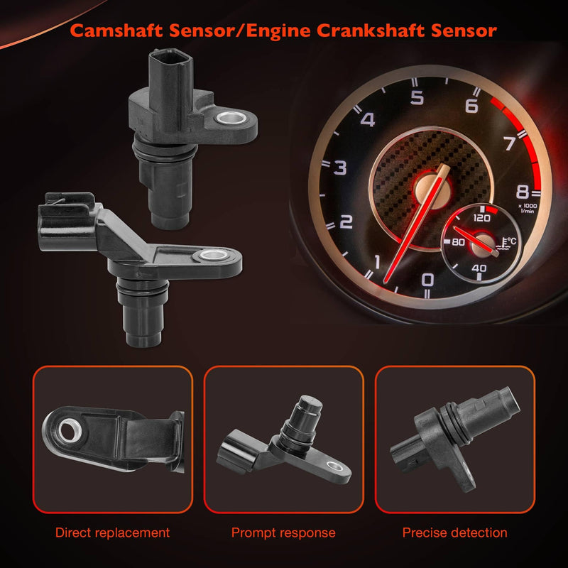Intake and Exhaust Camshaft Position Actuator VVT Solenoid Valve Kit with Camshaft Crankshaft Engine Sensor- Compatible with Chevy,GMC,Pontiac,Saturn,Buick- Replace# 12655420,12655421,12577245,907-799 Solenoid Valve with Sensor