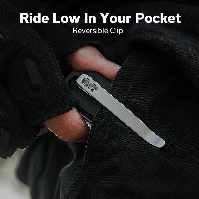 CIVIVI Neurohaptic Pocket Knife for EDC, Folding Knife with 3.74'' Nitro-V Blade G10 Handle, Reversible Clip, Gift for Men Women C23080-2 Black Shredded G10