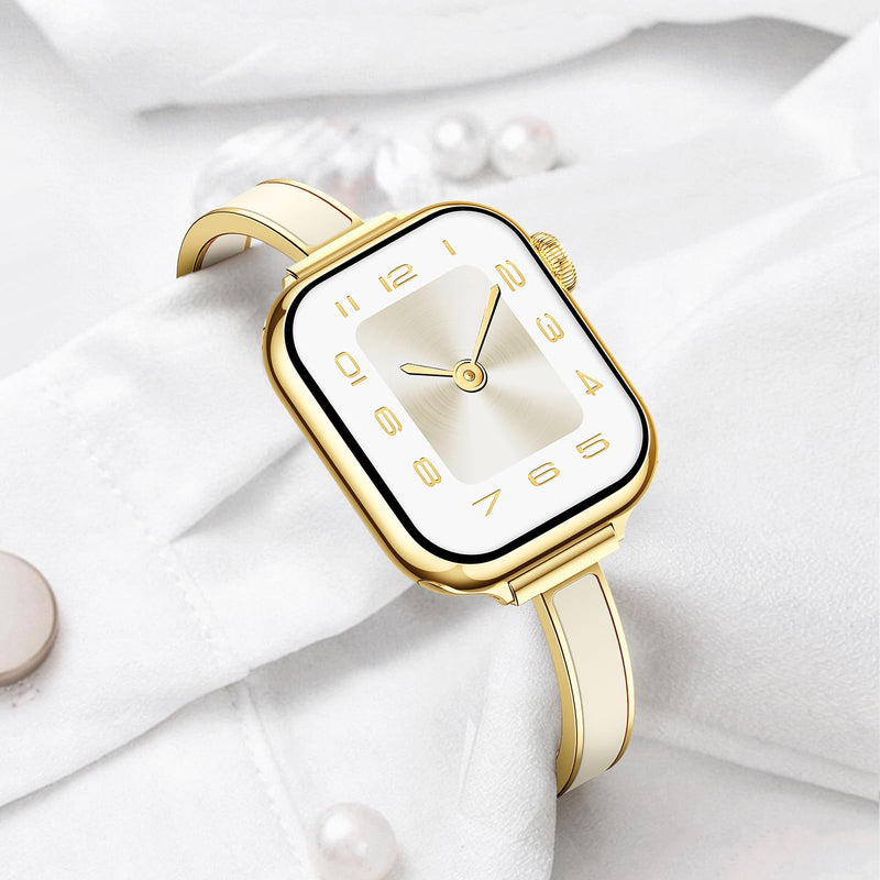 SUPOIX Bands for Apple Watch Women – Elegant Two-Tone Dressy Band | Slim Metal+Silicone Bracelet Strap for iWatch Series 11/10/9/8/7/6/5/4/SE/3/2/1-(38 40 41 42mm/44 45 46 49mm) Gold + Beige 38mm 40mm 41mm 42mm(Series 11/10)