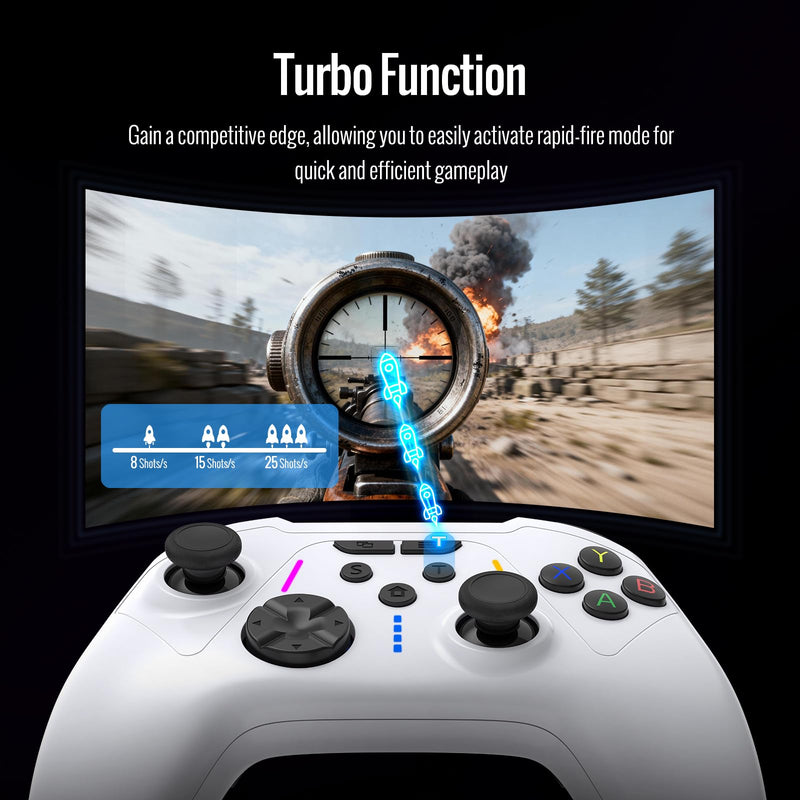 BETMI Wireless Controller Compatible with Xbox|PC with 2.4GHz Adapter | Hall Effect Triggers & Joysticks/Turbo/Macro/Dual Vibration/RGB Light, Gamepad Compatible with Xbox One, Series X/S (White)