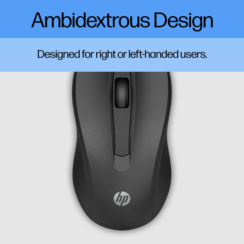 HP Wired Mouse 100 - Precise Optical Sensor with 1600 DPI - Easy USB Connection - Ambidextrous Design - 3 Button Control & Built-in Scrolling - Multi-OS Compatible (6VY96AA#ABL) New