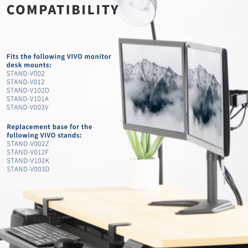 VIVO Heavy Duty Freestanding Base for Monitor Desk Mount Stand, 13 x 11 inch Platform, Padded Anti-Skid Scratch Resistant Replacement Base, Hardware Included, Black, PT-SD-BS02F