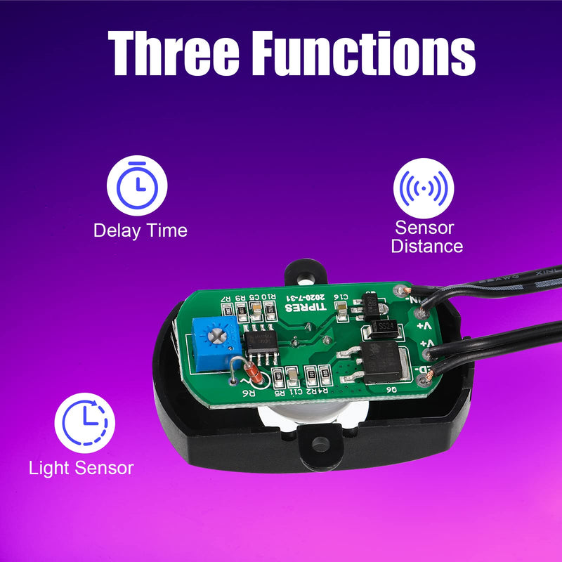 Hortsun 3 Pieces DC 5V-24V 5A PIR Motion Activated Sensor Light Switch Occupancy Motion Sensor with DC Coupler Cable for Party LED Strip Light