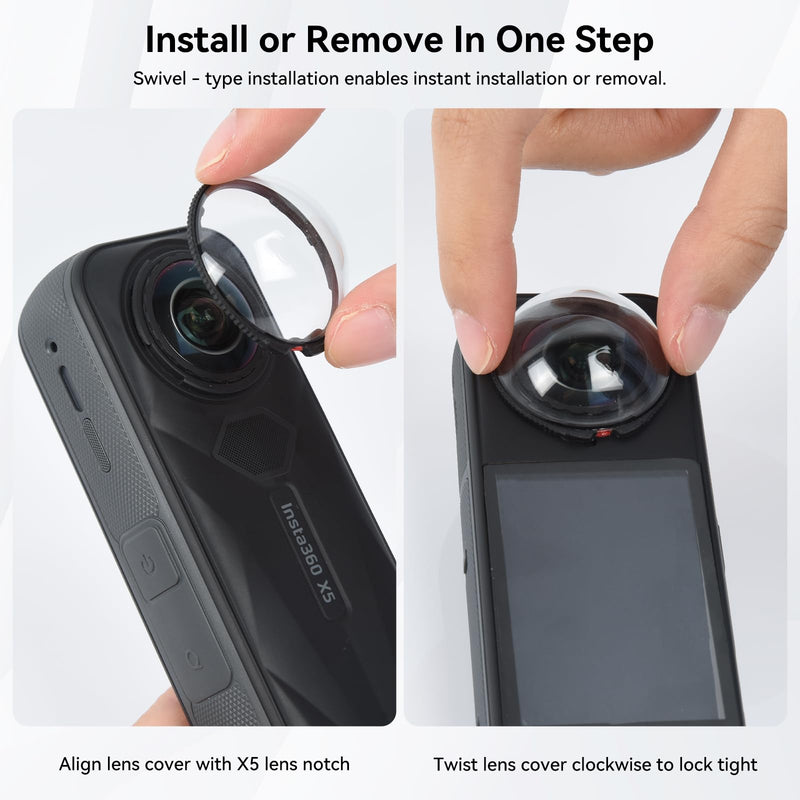 360 X5 Premium Lens Guard for Insta360 X5, Multi-Coating&Twist-Lock | 2 Pack High Transparency Tempered Glass Lens Protector Cover for Insta 360 X5 Protective Camera Anti-scratch Accessories