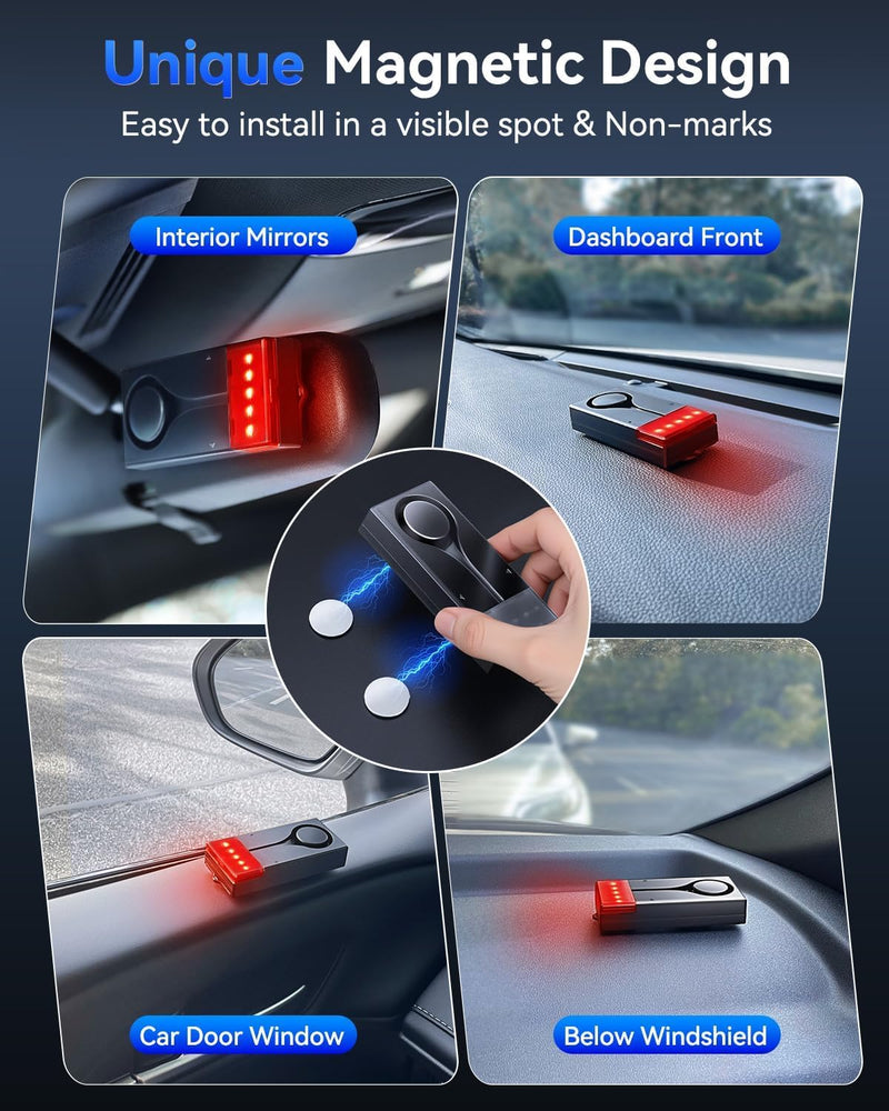 Car Alarm Anti Theft Device, 108 dB Car Audible and Visual Alarm, Magnetic Vibration Alarms System with Remote Control, High-Temperature-Resistant, Suitable for RVs, SUVs, Trucks Etc (2 Alarms)
