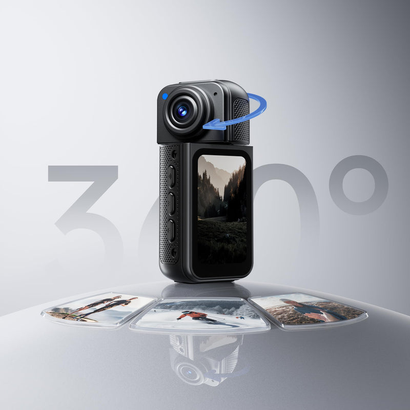 1080p Mini Body Camera with 64GB Card, 1.47" Touchscreen Wearable Thumb Camera, Magnetic Mount & 180° Rotating Lens for Vlogging Travel Sports Security