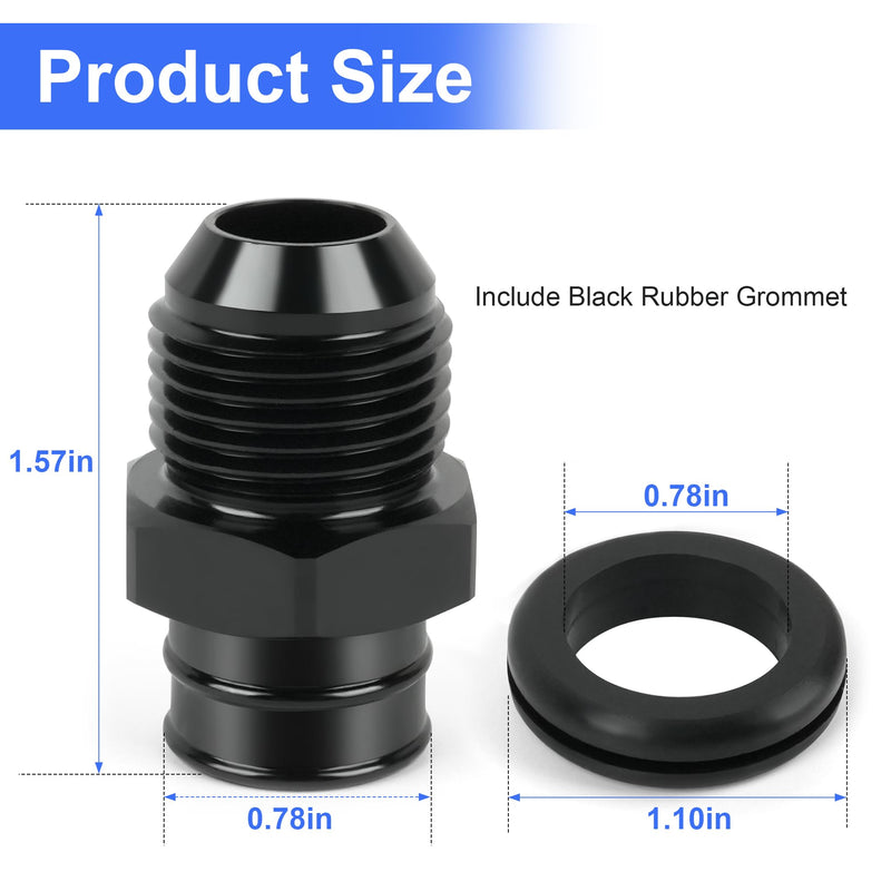 10AN Aluminum Push fit Valve Cover Grommet for GM LS Engines - Black with Sealing Grommet‌