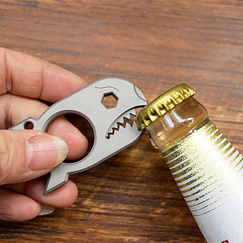 EDC Pry Bar with Bottle Opener Wrench Titanium Prybar Multi Tool Shark Pocket Crowbar - Your Versatile Companion for Everyday Carry and Camping Accessories (Blueing) Blueing