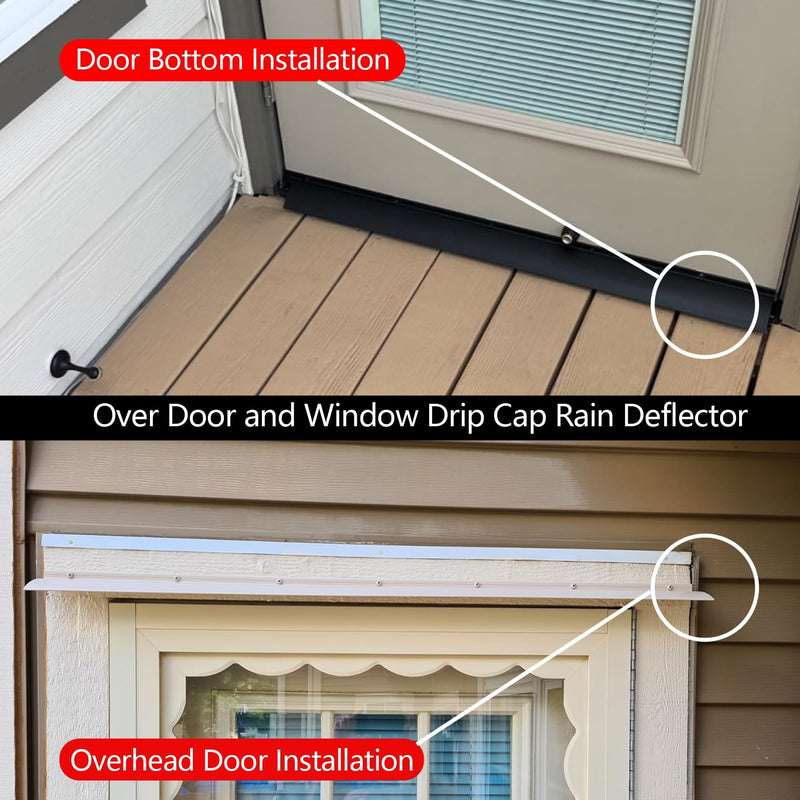 Door Rain Drip Guard and Window Guards, 2.8 Inches Deflector, Drip Edge Diverter - 40 Inches Long, Aluminum Black 1pc