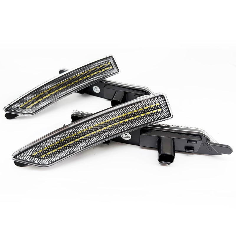 Clear Lens Fender Side Marker Reflectors Lights Dual Rows Bright White, for 2024-Up Ford Mustang Gen7/S650,Assembly Front & Rear Side Bumper Marker Lights，Pack of 4