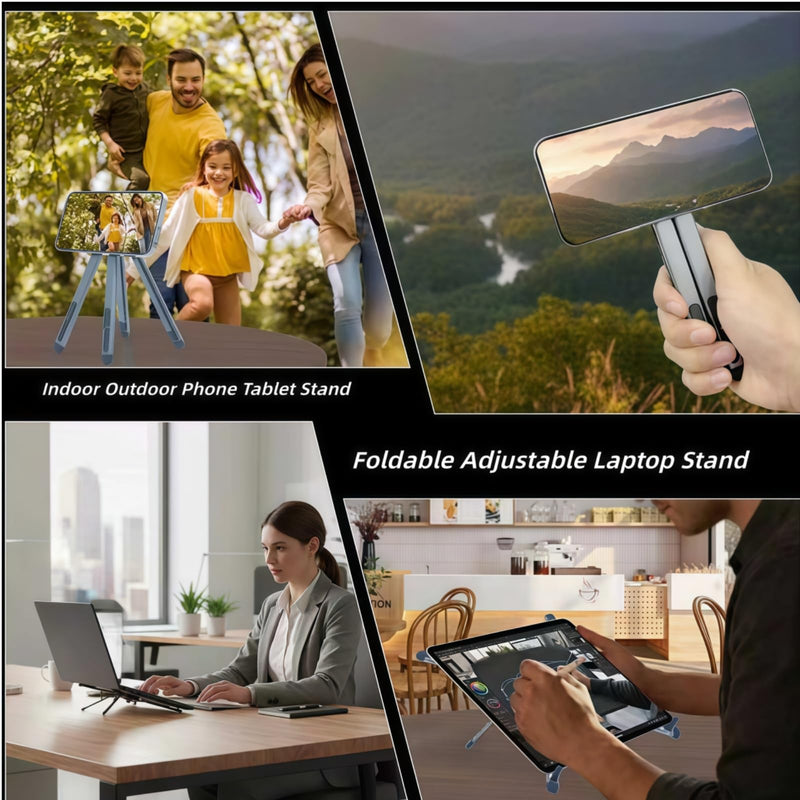 4-in-1 Foldable Laptop Stand,Magnetic Phone & Tablet Holder,Portable Riser | Multifunctional Aluminum alloy Laptop Stand, Foldable Portable, Magnetic Phone & Tablet Holder, Multi-angle Ergonomic Design