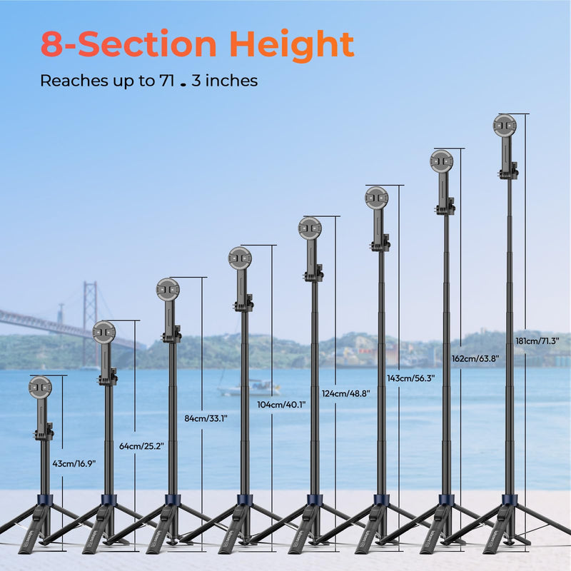 Kaitezenz 71" Auto Pop Open Magnetic Tripod for iPhone with Remote, 360° Rotation Cell Phone Selfie Stick Tripod Stand, Dual-Camera Tripod Compatible with Phone Camera