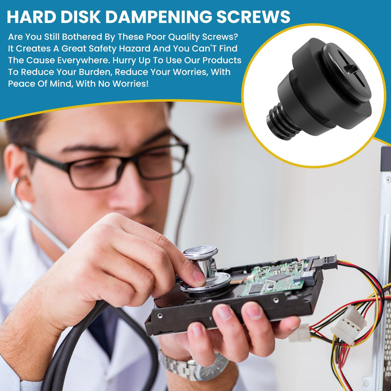 12pcs Hard Disk Drive Mounting Screws with Shock Absorption Rubber Washer Accessories Kit for 3.5 inches SSD HDD