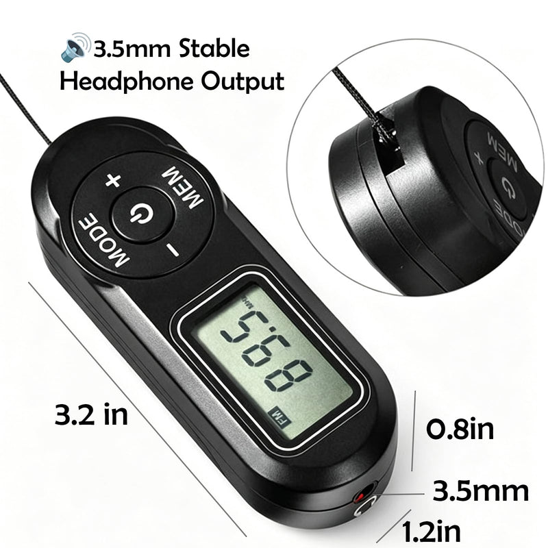 Mini DSP FM Radio Portable, Pocket Radio LCD Belt Clip for Seniors Outdoor | Lightweight Battery Powered FM Radio with Headphones, 20 Preset Stations & Station Memory for Jogging Hiking Travel