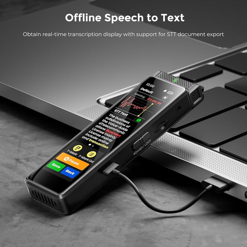 8GB Digital Voice Recorder with Playback, Innioasis R1 Full Touchscreen Voice Recorder with Bluetooth, Voice Activated Sound Audio Recorder Device with Mic Black 8GB