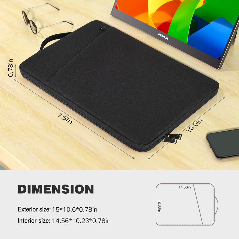  [AUSTRALIA] - Portable Monitor Case 15.6 Inch, Protective Carrying Sleeve for MNN ForHelp KYY ARZOPA InnoView VILVA COOLHOOD ViewSonic HotYeah UPERFECT KOORUI QQH Zenscreen 15.6" Portable Monitor Computer Bag,Black Black