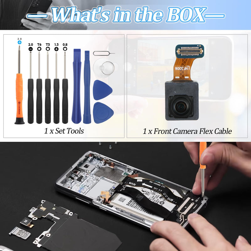 for Samsung Galaxy S23/S23+/S23 Ultra Front Camera Replacement | S918U S916U S911U Main Facing Front Camera with Flex Cables Repair with Tools