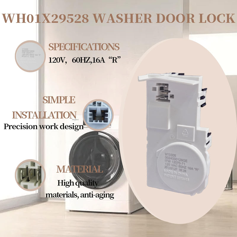 UPGRADE WH01X29528 Washer Latch Door Lock Assembly, Compatible with GE Washer Parts, Replaces AP6985313, PS12749276, EAP12749276, 4958749, PD00060769 Rectangle 1