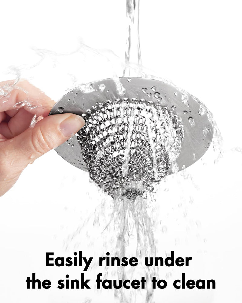 Wokdada 2 PCS Kitchen Sink Drain Strainer, Flippable Mesh Sink Strainer, 304 Stainless Steel Sink Screen, Easy Clean Large Basket Strainer, Anti-Clog Garbage Disposal Cover Fit for Standard Sink Drain Bright Silver Silver