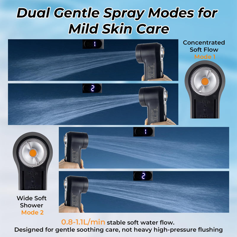 Portable Bidet for Travel, 1600mAh Electric Handheld Bidet with 2.5L Tank Black