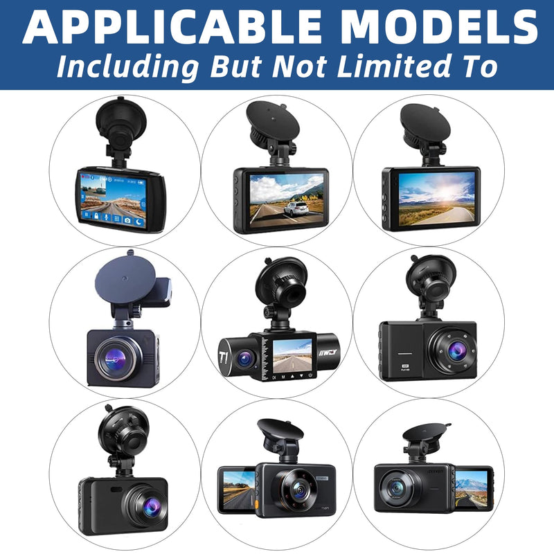 Mini Dash Cam Windshield Suction Cup Mount & Dashboard Adhesive Sticky Base | Dash Cam Mounting Holder Bracket for Apeman Ssontong Biuone iZEEKER Z-Edge Spade Nexar Seegar iiwey HaHoco, 4 Camera Joints