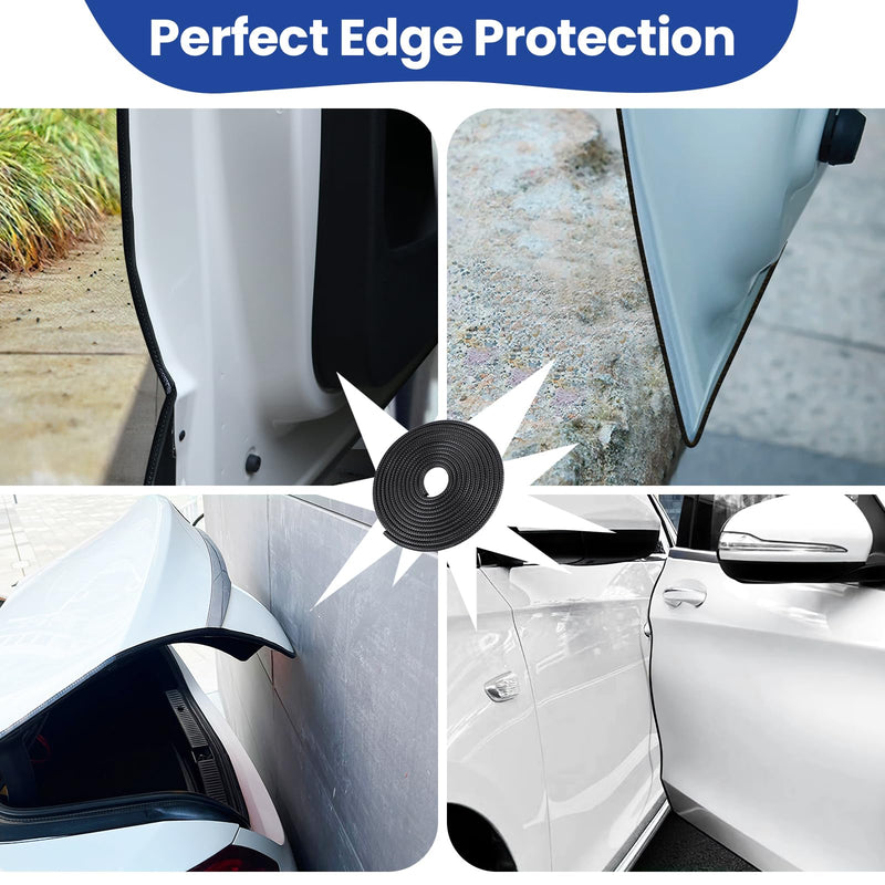 Car Door Edge Guards Strip - Upgraded, Easy Install, Tightly, Fade-Resistant, Universal Fit Most of Cars, Black Automotive Door Protector, Rubber Edge Trim Molding, 16.5Ft