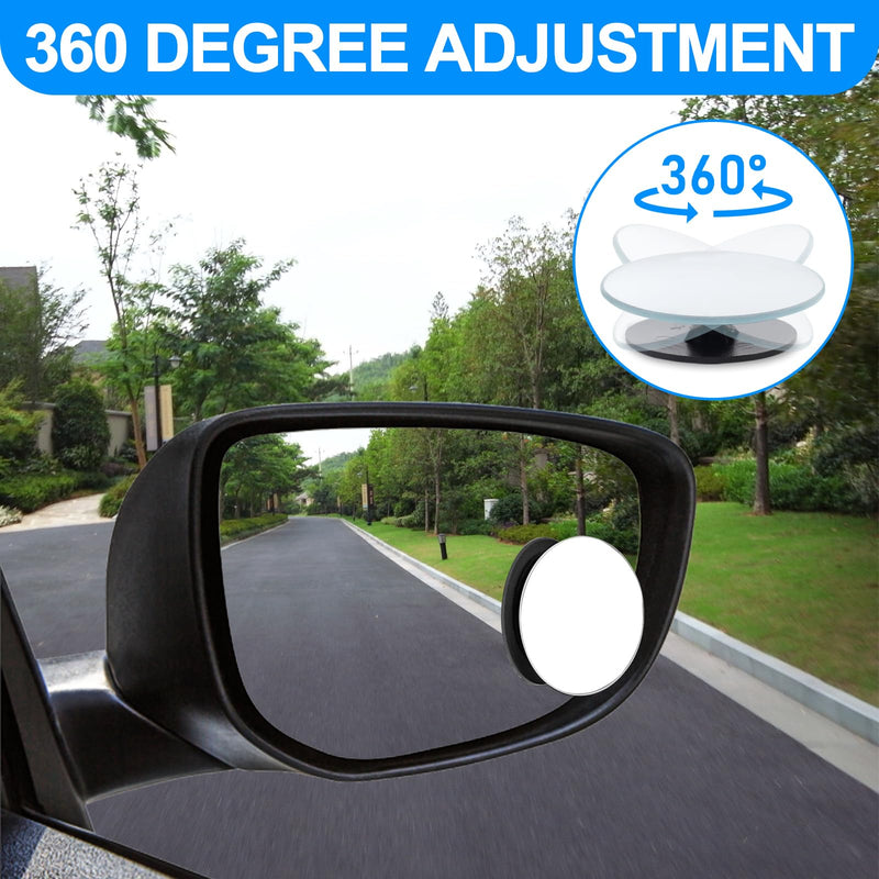 Guirnd 4PCS Blind Spot Mirror, Round HD Glass Side Blindspot, Frameless Convex Mirror Car with Self Adhesive Back for Cars, SUV, Trucks, Universal Vehicles