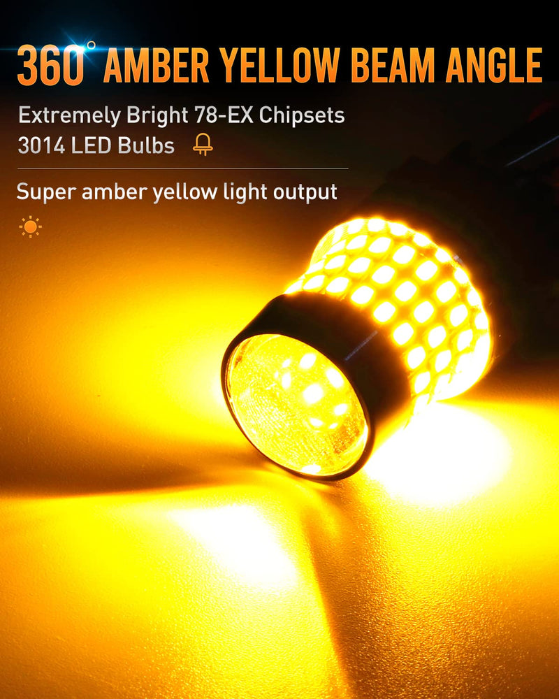 LUYED 3157 LED Bulb Amber Yellow 1800 Lumens Super Bright 3056 3156 3057 4157 LED Bulbs with Projector for Turn Signal Tail Brake Blinker Parking Lights,Pack of 2