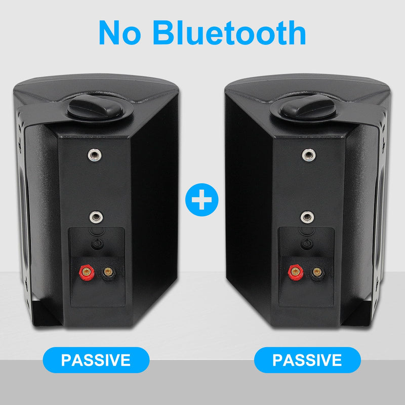 Herdio 4 Inches Passive Outdoor Speakers with 200Watt Powerful Bass Expansive Stereo Sound Coverage All-Weather Durability (Pair, Black)