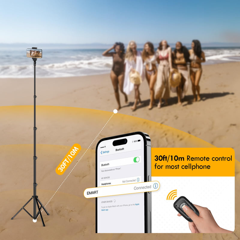 EMART 62’’ Tripod for iphone, Adjustable Cell Phone Travel Tripod Stand with Remote for Video Recording, Smartphone Selfie Stand for Camera Ring Light Filming