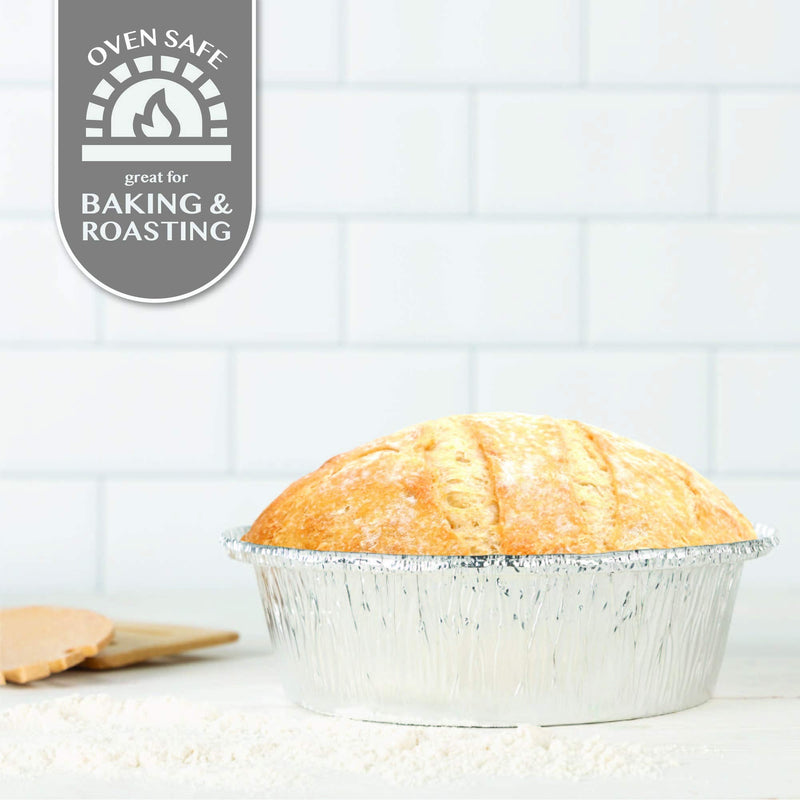 PLASTICPRO 6'' Inch Round Tin Foil Cake Pans Disposable Aluminum, Freezer & Oven Safe - For Baking, Cooking, Storage, Roasting, & Reheating, Pack of 50 6'' Round