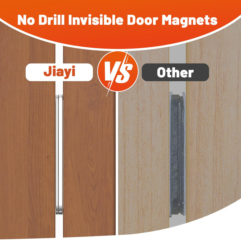 20 Pack No Drill Magnetic Cabinet Catch, Jiayi Invisible Ultra Thin Drawer Magnets, Stainless Steel Magnet Latch with Strong Adhesive for Quiet Closure, Bathroom Vanities, Desks, Closets, French Doors Silver 20