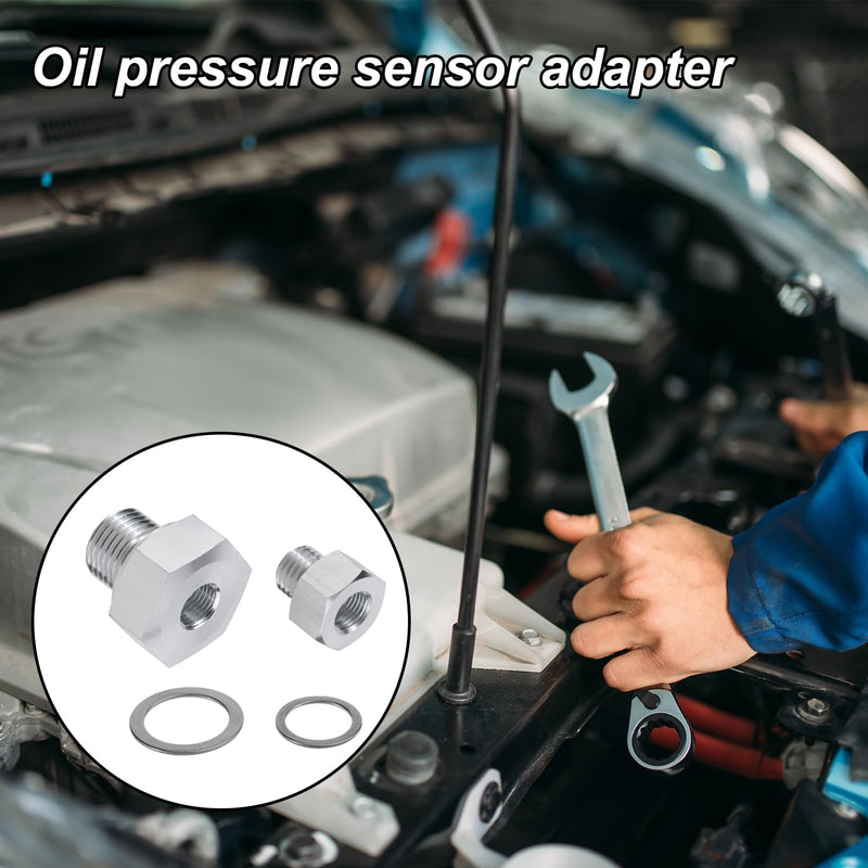 2pcs Oil Pressure Sensor Adapter, M16x1.5 M12x1.5 to 1/8 NPT Temp Sensor Adapter Swap Parts Oil Pressure Sender Accessories Compatible with LS Engines