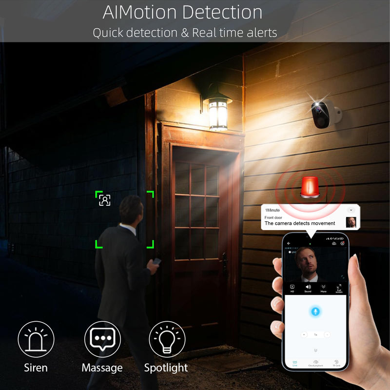 3pcs Solar Security Cameras Wireless Outdoor,2K WiFi Cameras for Home Security with Solar Panel, Battery Powered with Color Night Vision, AI Detection,2-Way Audio, IP65, SD/Cloud, Works Alexa BW4-3PC-SP
