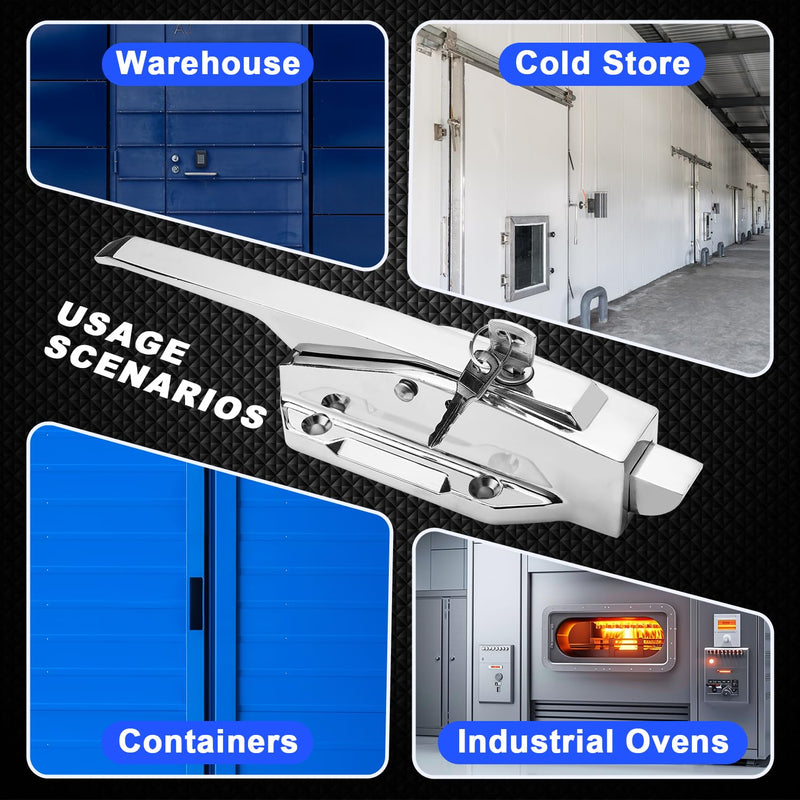 Walk in Cooler Door Handle, Door Closer Latch Kit, Doors Handle and Coolers Radial Latch for Freezer, Containers, Warehouse, 1/8 in to 1/4 in Flush and Release Handle New-1/8-1/4-Flush-Silver