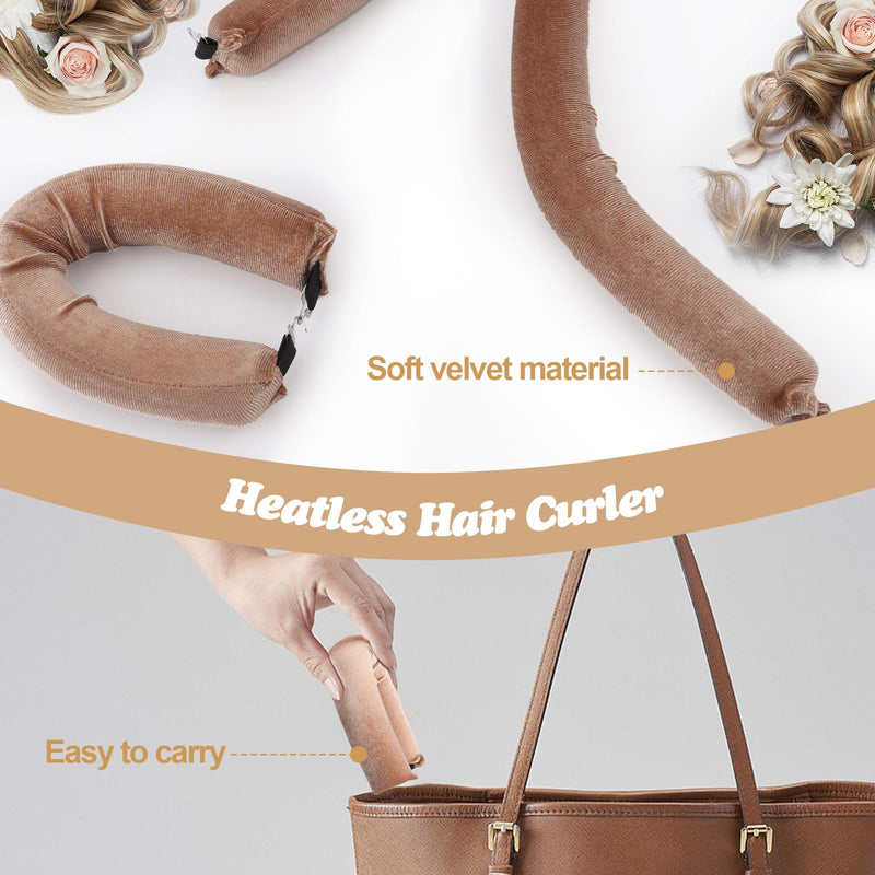  [AUSTRALIA] - WALLFID 3Pcs Heatless Curlers,Hair Rollers for Long Hair,Hair tools for wavy hair curler styling,Overnight Heatless Hair Curlers,DIY Hair Styling Appliances (Champagne) Champagne