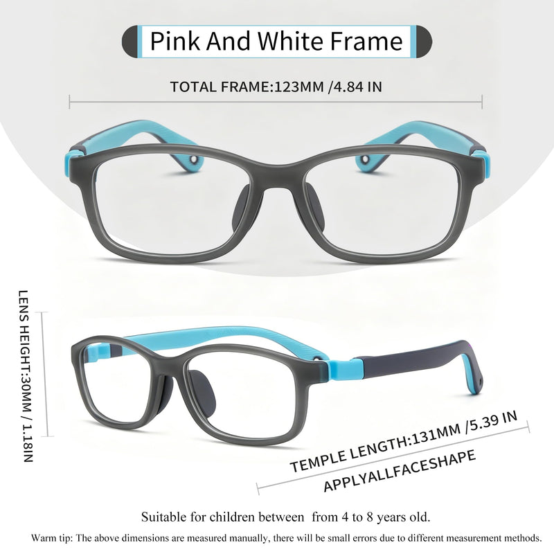 SooGree Blue Light Glasses for Kids,Blue Light Blocking Glasses for Screens Mobile TV,Computer Gaming Grasses-Anti Eye Strain Age 9-13 （gray）