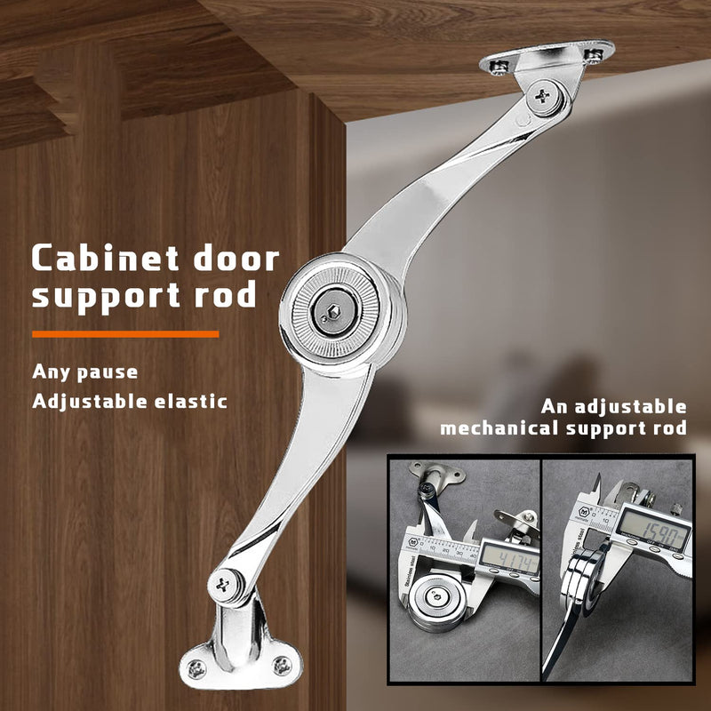 4 Pcs Heavy Duty Soft Close Lid Support Hinges - Adjustable Metal Lift-Up Cabinet Door Hinges for Toy Box, Right/Left Hand Mount, Zinc Alloy, Satin Nickel Finish, Includes Allen Wrench & Screws 4 Pcs